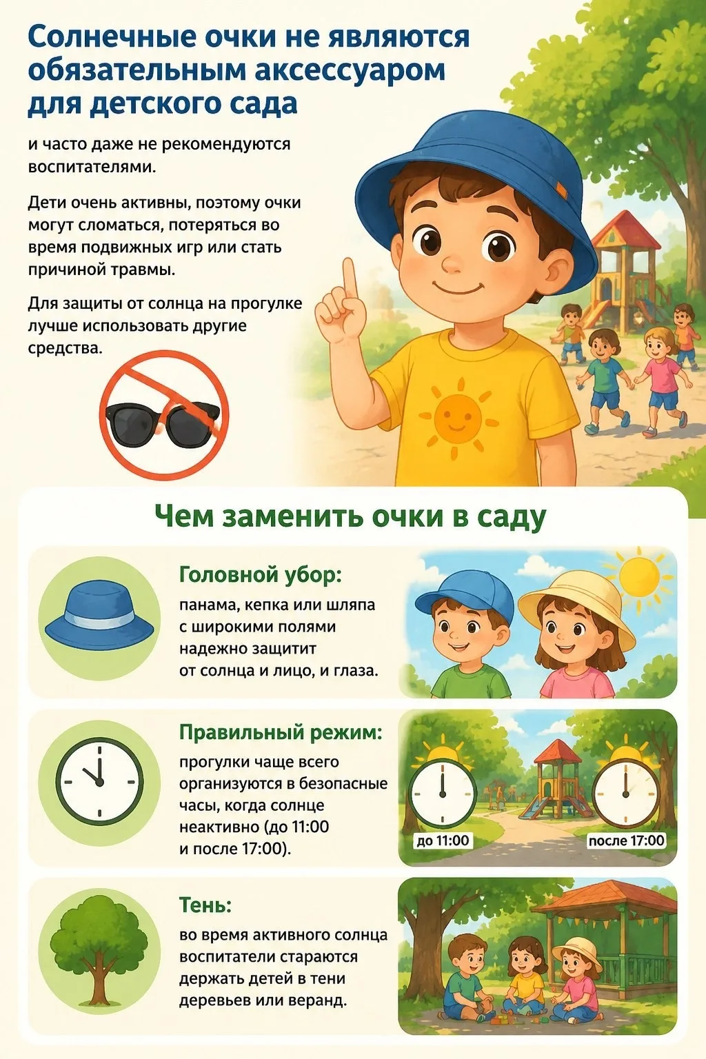 🌞 Солнцезащитные очки в детском саду: быть или не быть? 🕶️

Уважаемые родители! Инфографика поможе