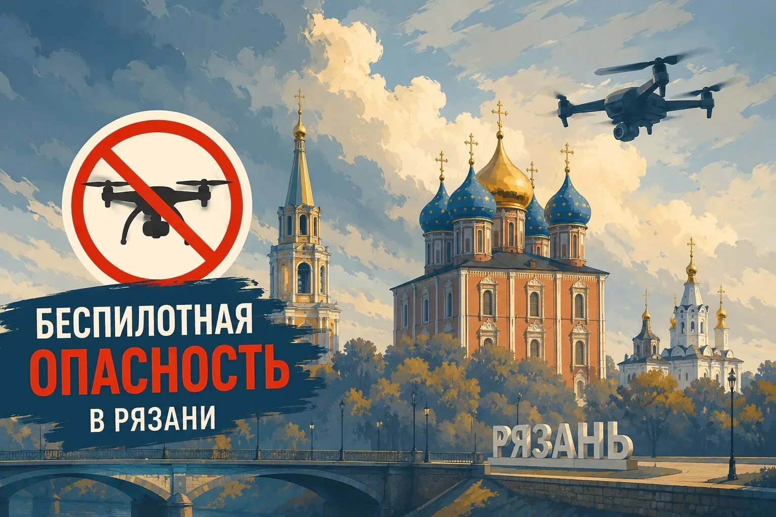 ‼️Беспилотная опасность действовала в Рязанской области несколько часов ночью