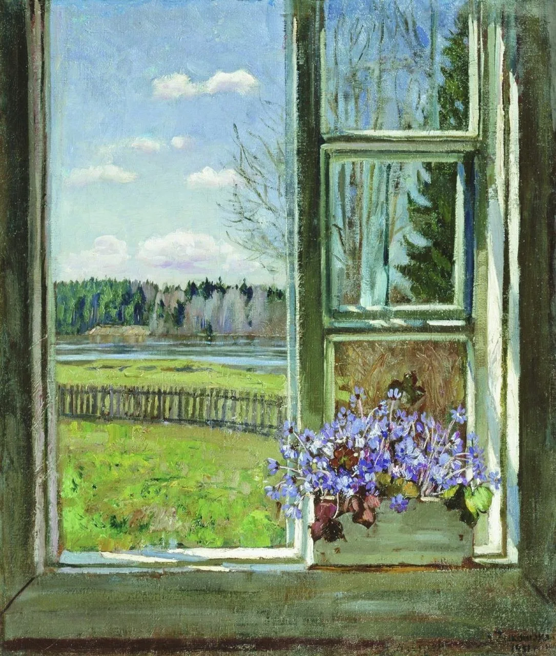 "Окно с фиалками", 1931 г. 

Станислав Юлианович Жуковский (1875-1944)

Холст, масло. Днепропетровск