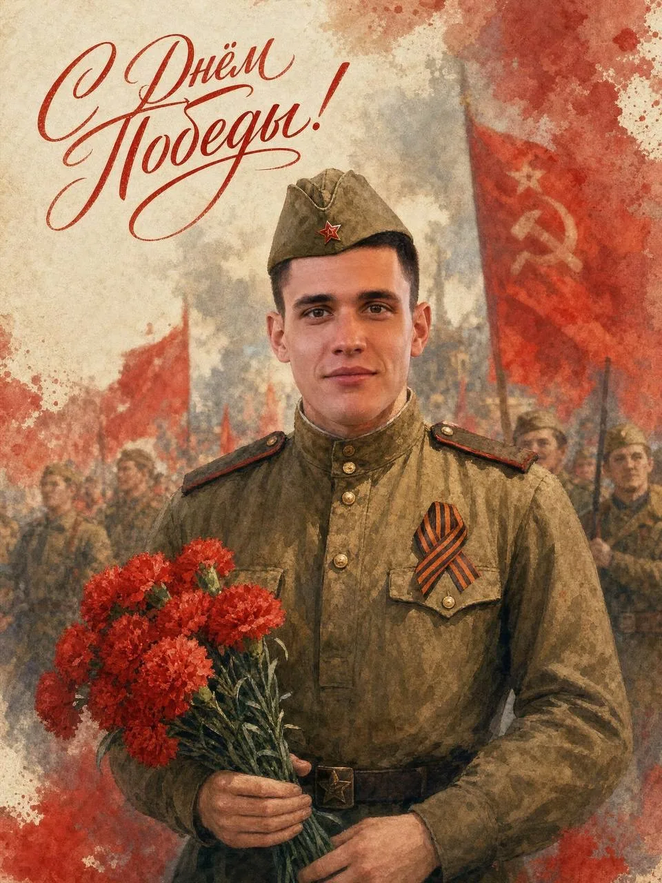 Открытки к 9 Мая с вашей фотографией 💌  Создайте открытку «С Днём Победы!» с вашим фото   1️⃣ Заходи