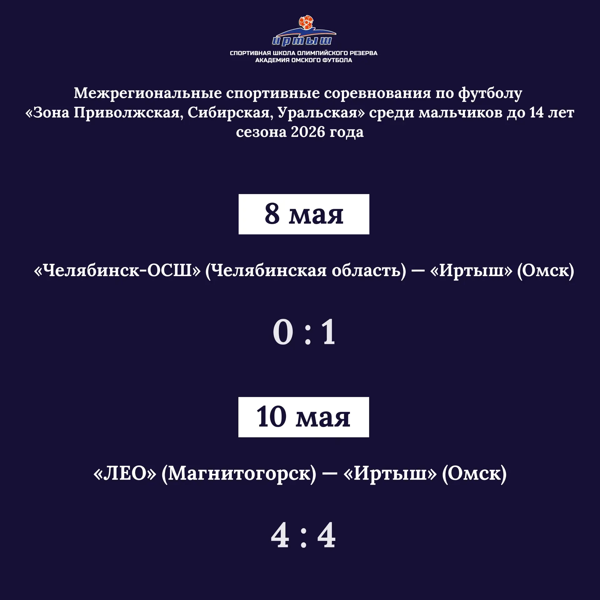 Команда «Иртыш-2013» провела выездные матчи в рамках Межрегиональных спортивных соревно...
