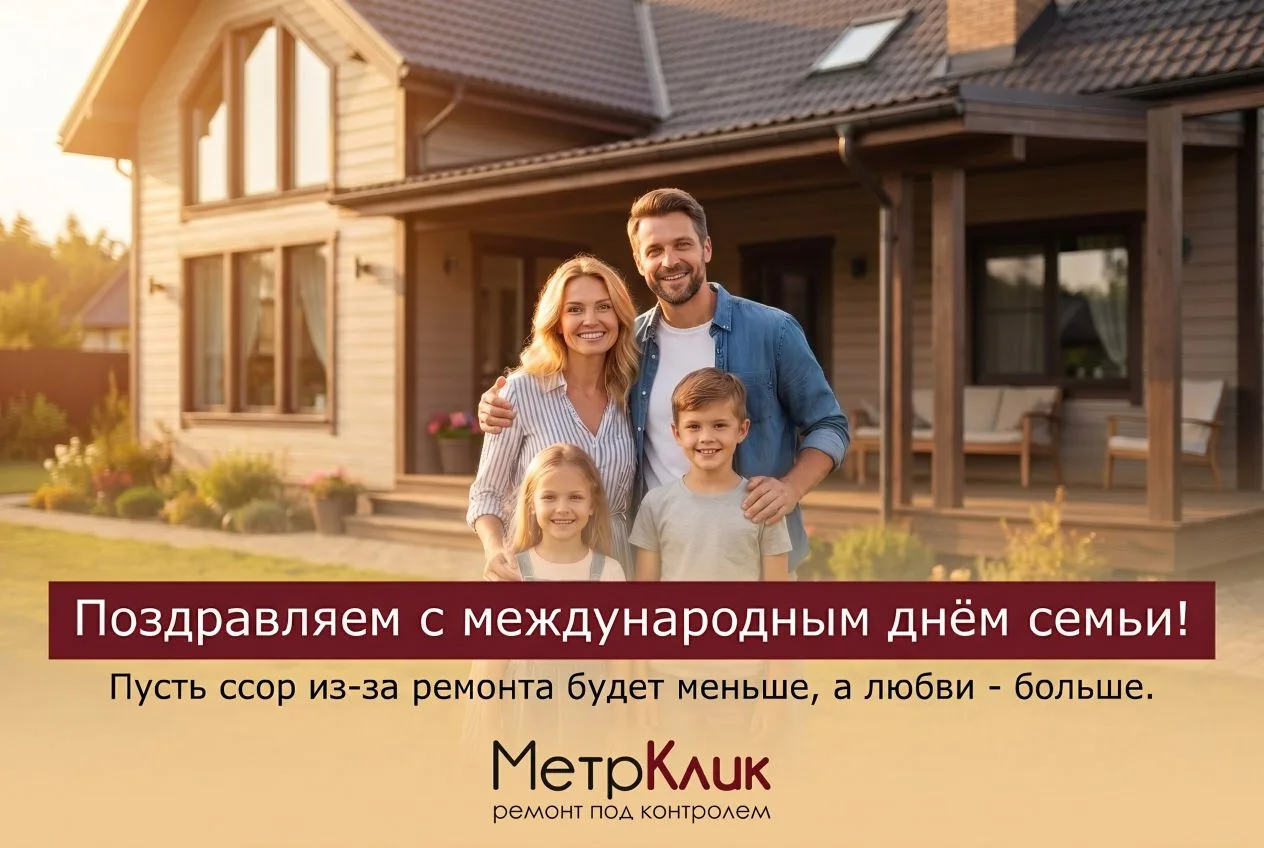 🎁 50000 В ПОДАРОК НА КОНТРОЛЬ РЕМОНТА В ЧЕСТЬ МЕЖДУНАРОДНОГО ДНЯ СЕМЬИ от Метрклик!

👉Для любой се