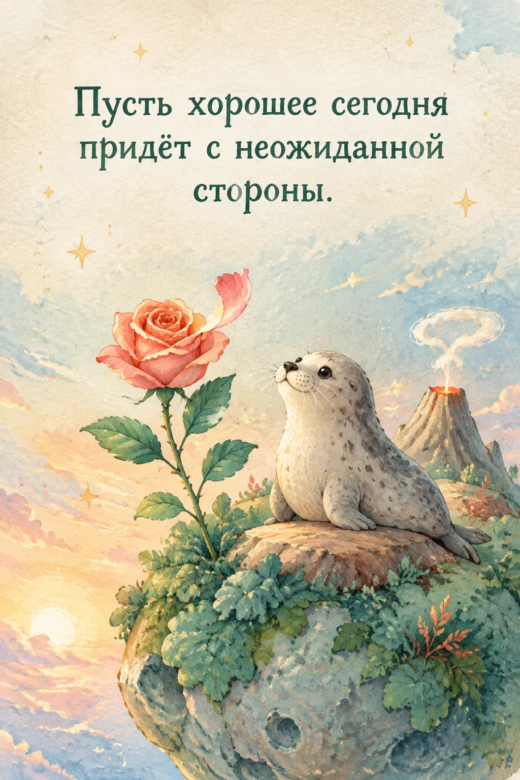 Сегодня я проснулся раньше самых упрямых звёзд. Роза обещала новый лепесток — не тот, ч...