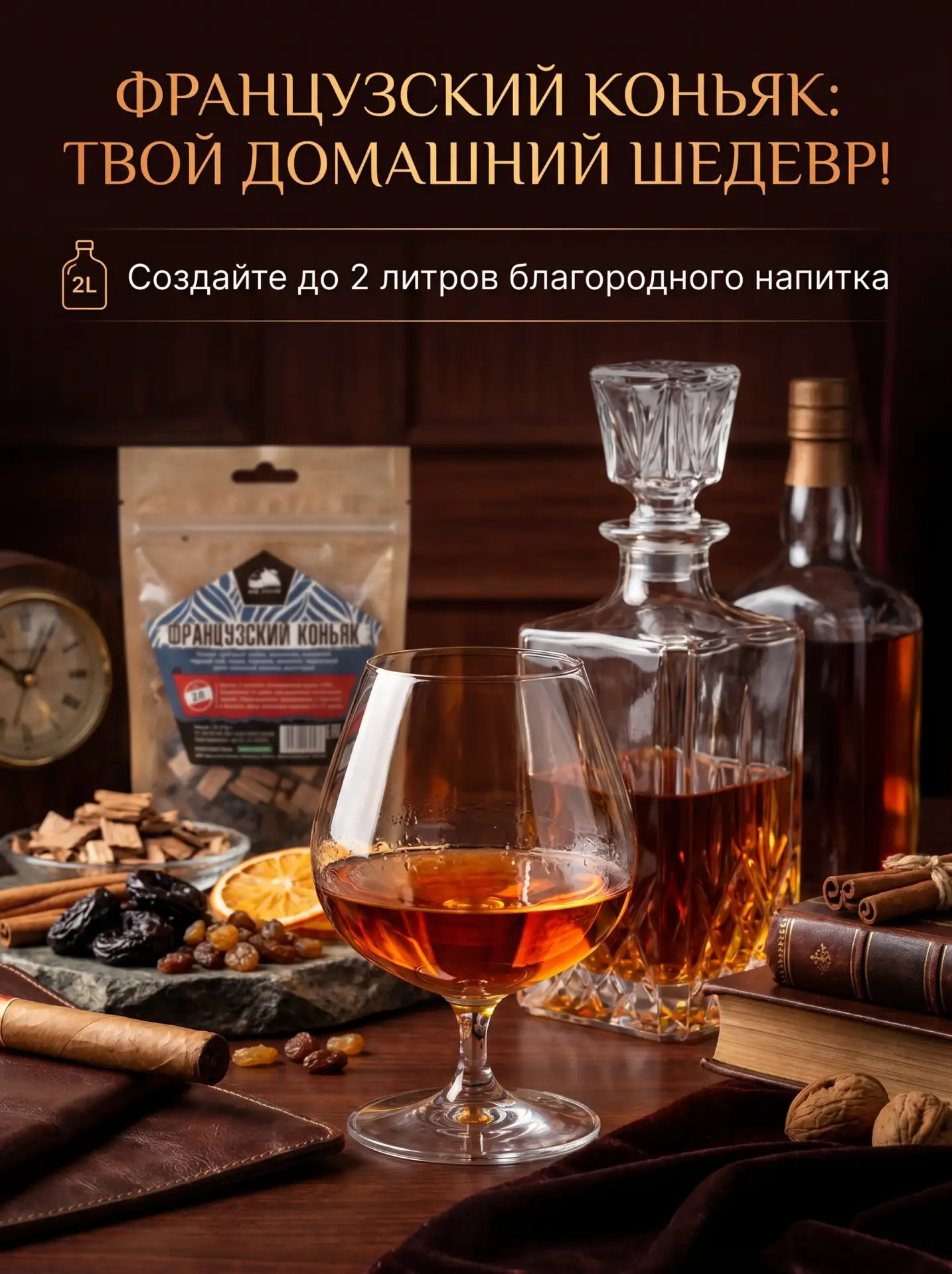 Набор для настойки "Французский коньяк" — это элитный комплект для облагораживания само...