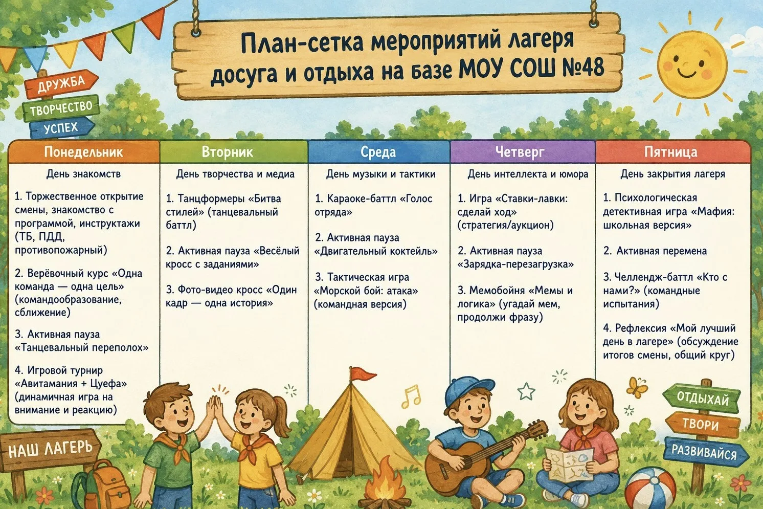 Лагерь досуга и отдыха уже с 1 июня 🔥

С понедельника на базе МОУ СОШ №48 начинает работу лагерь до