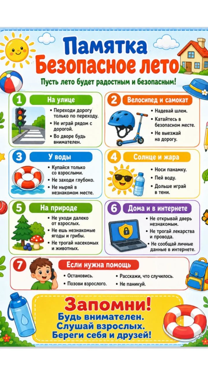 Безопасное лето — важное правило! ☀️🛡️