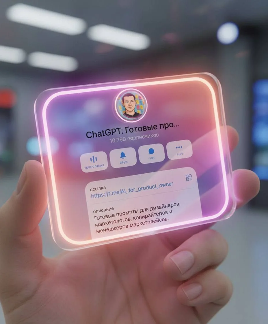 Даю вам промпт для создания стильной 3D-карточки профиля  Хочу поделиться с вами промптом, с помощью