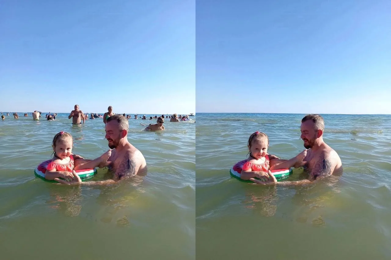 До/после
Удаление людей в море