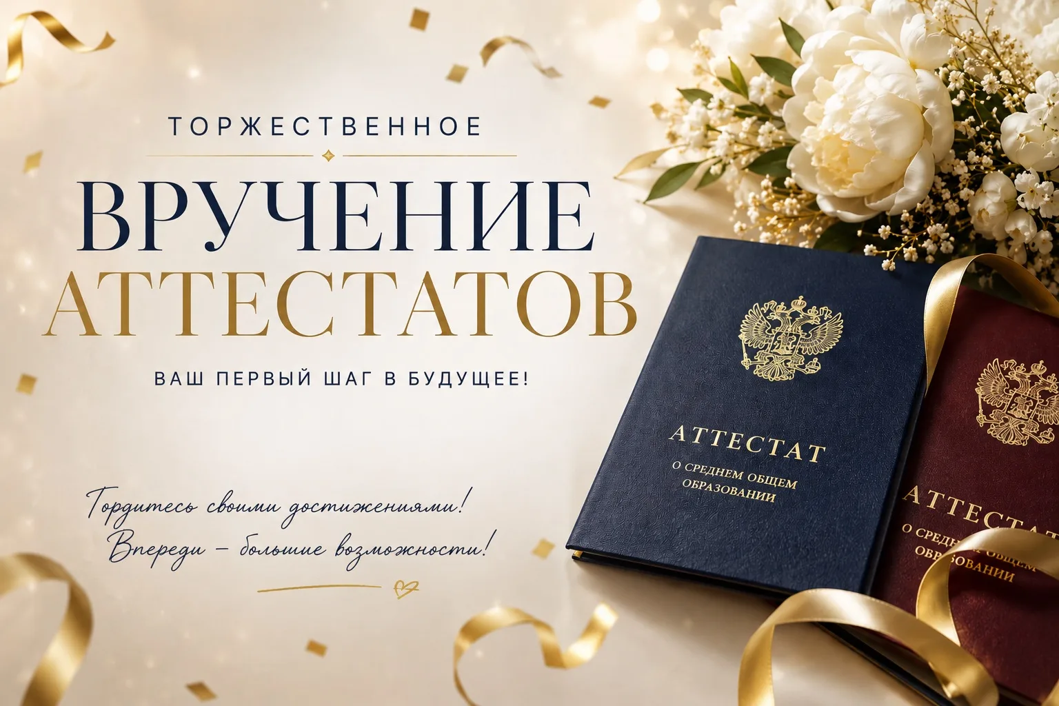 🔔Торжественное вручение аттестатов !
💫Уважаемые выпускники, родители и учителя! 
🎉Приглашаем вас 