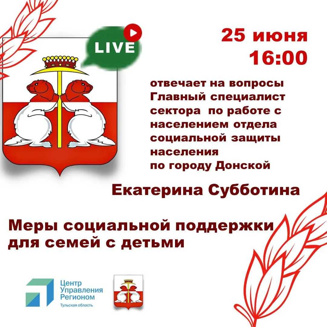25 июня в 16:00 состоится очередной прямой эфир для жителей Донского.

Вы сможете задать интересующи