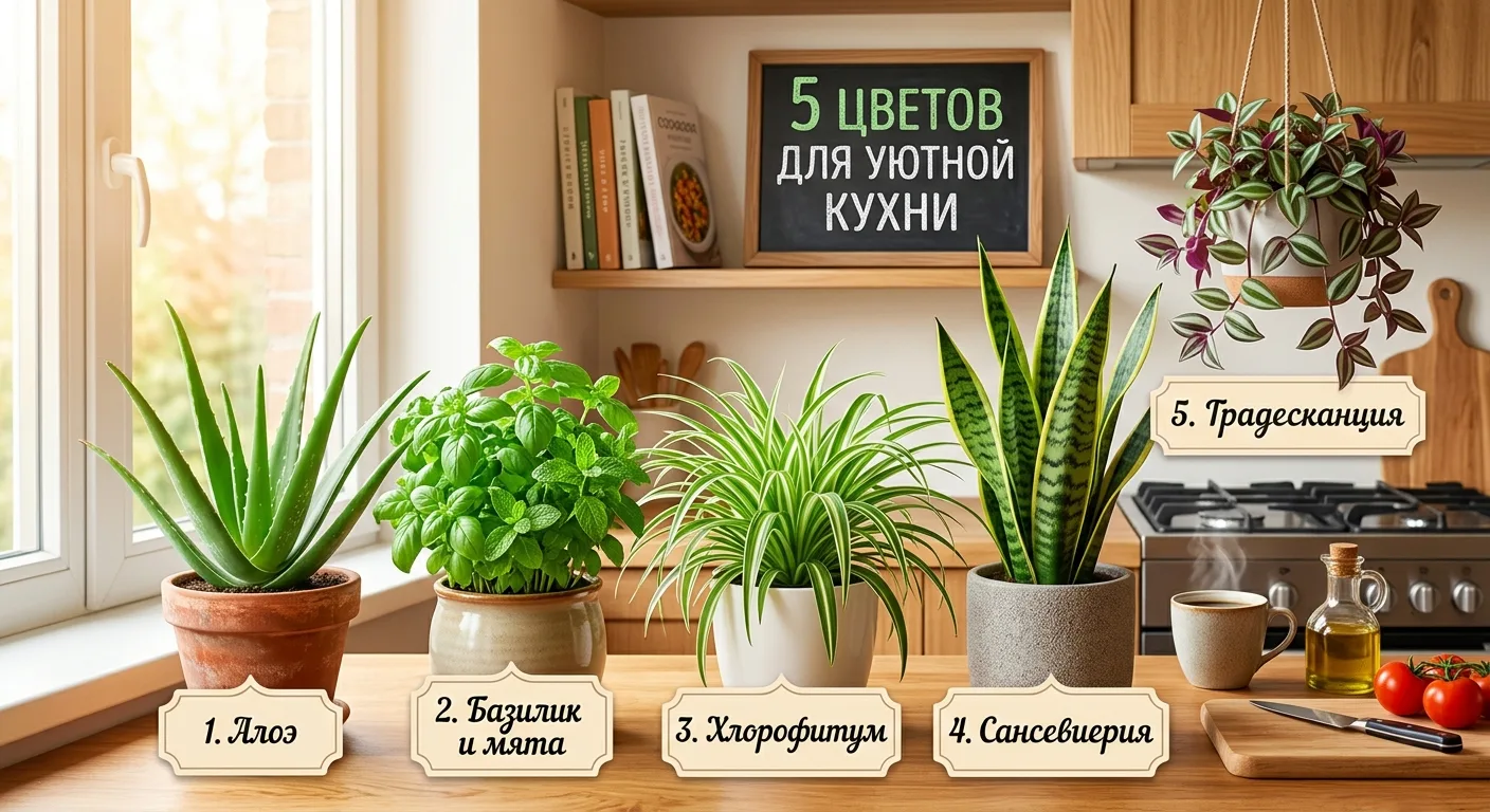 🪴5 цветов, которые сделают твою кухню уютнее