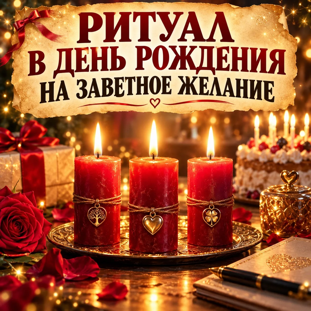 В свой день рождения утром зажгите три красные свечи и 7 раз скажите: