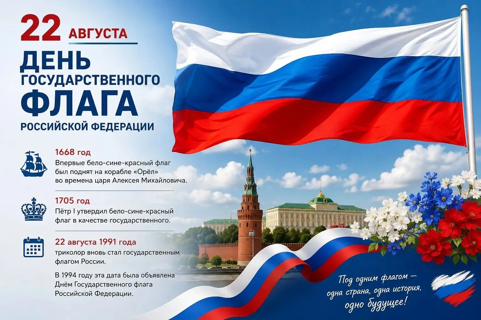 22 августа — День Государственного флага Российской Федерации