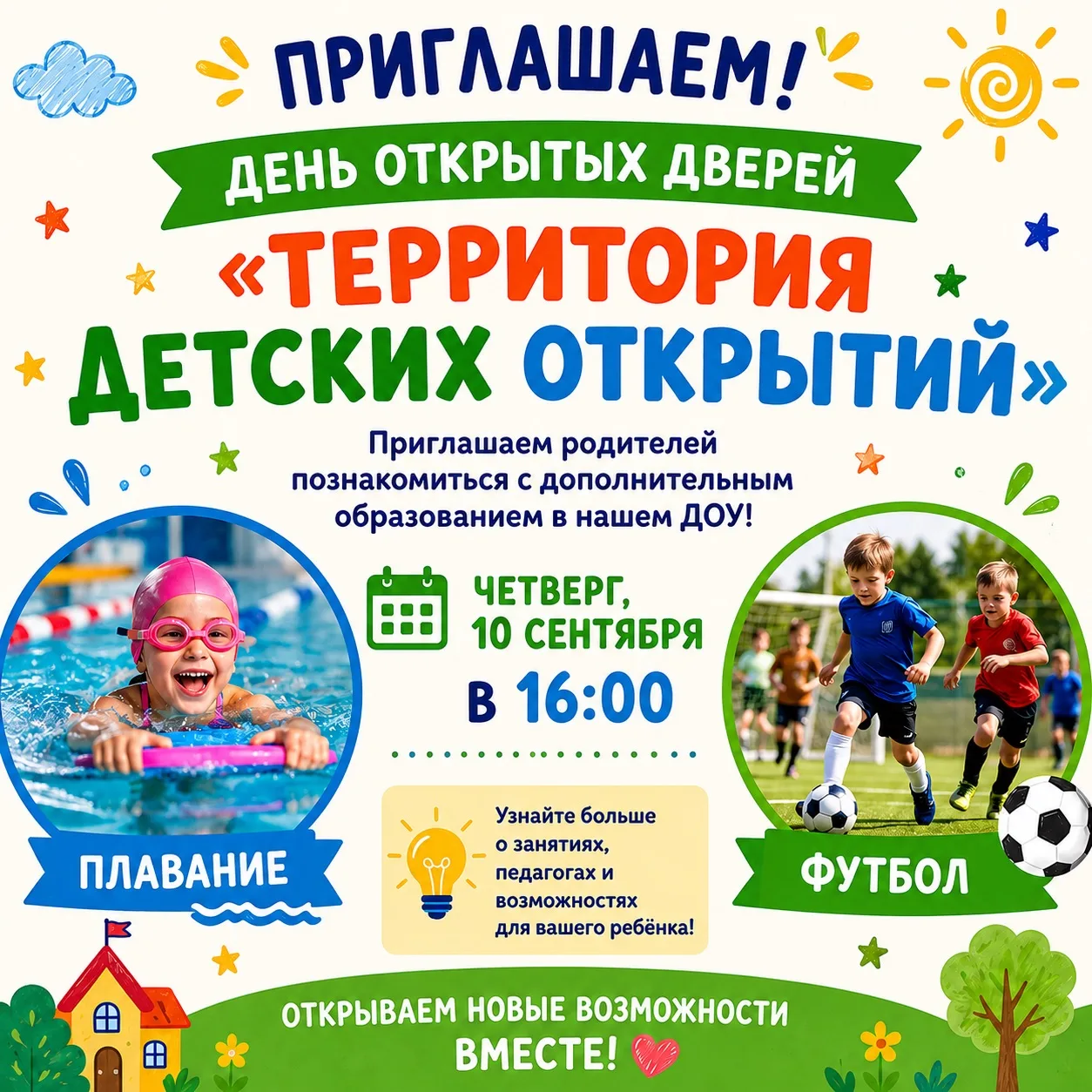 ✨ Приглашаем на День открытых дверей «Территория детских открытий»!