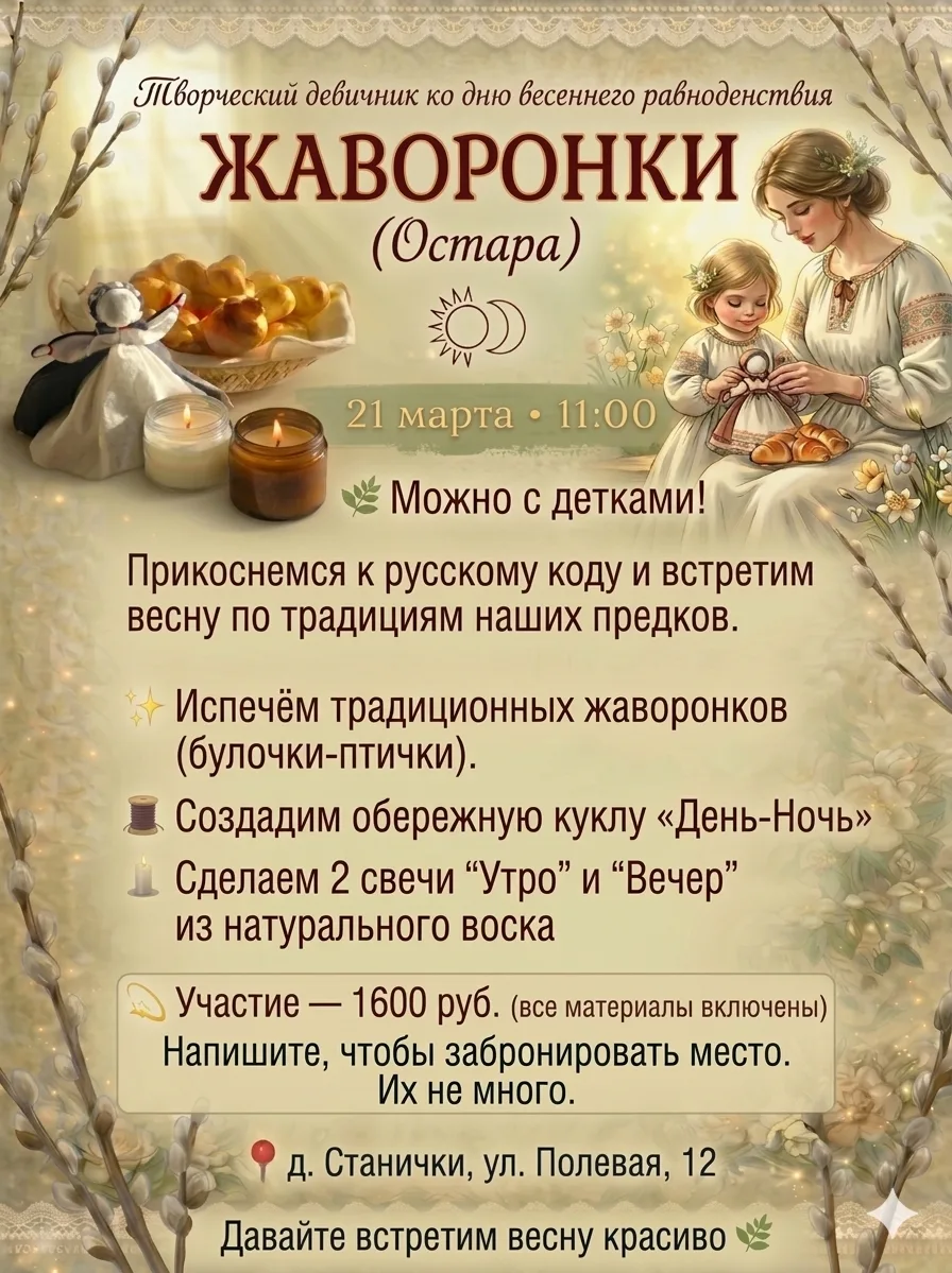 Творческий девичник ко Дню весеннего равноденствия — 21 марта