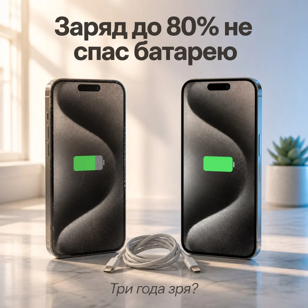 Три года заряжал iPhone 15 Pro Max только до 80%, и в итоге осталось 88% ёмкости при 36...