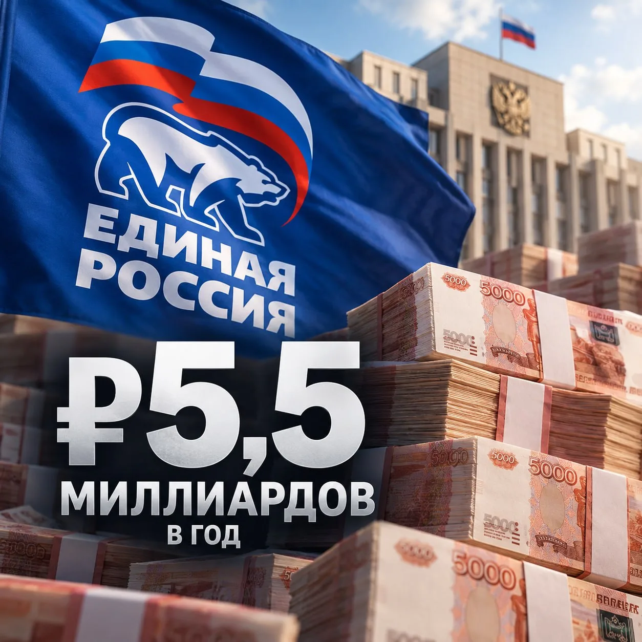 💸 «Единая Россия» будет получать около ₽5,5 миллиардов из бюджета в год, подсчитали ан...