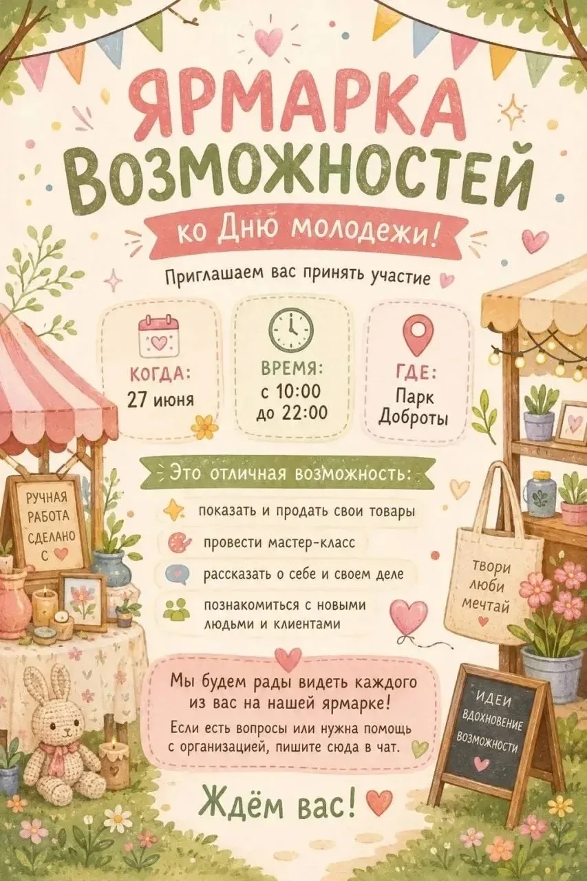 🎉 В Азнакаево пройдёт «Ярмарка возможностей»

27 июня в Парке Доброты состоится «Ярмарка возможност