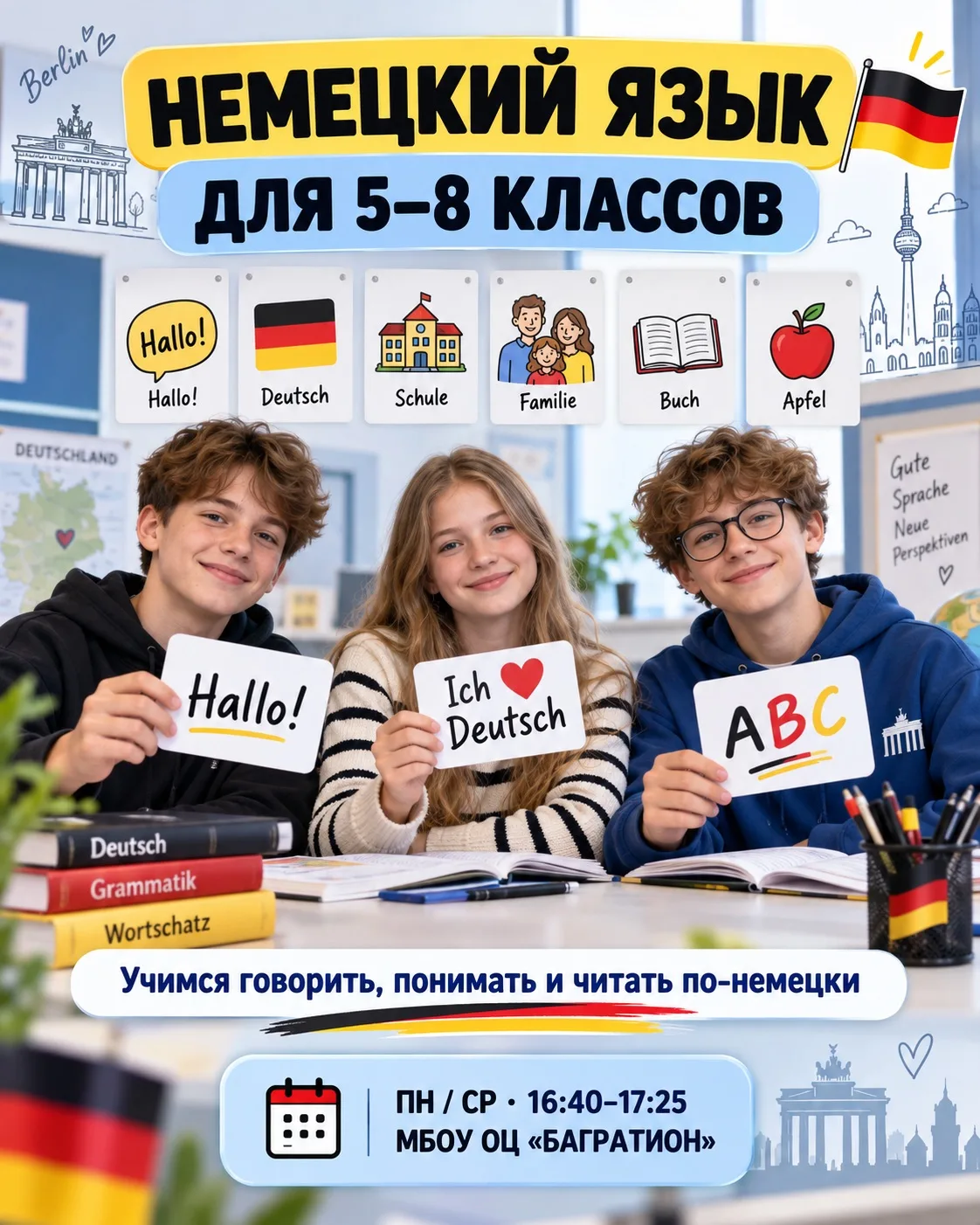 НЕМЕЦКИЙ ЯЗЫК ДЛЯ 5-8 КЛАССОВ В «БАГРАТИОНЕ» 🇩🇪
