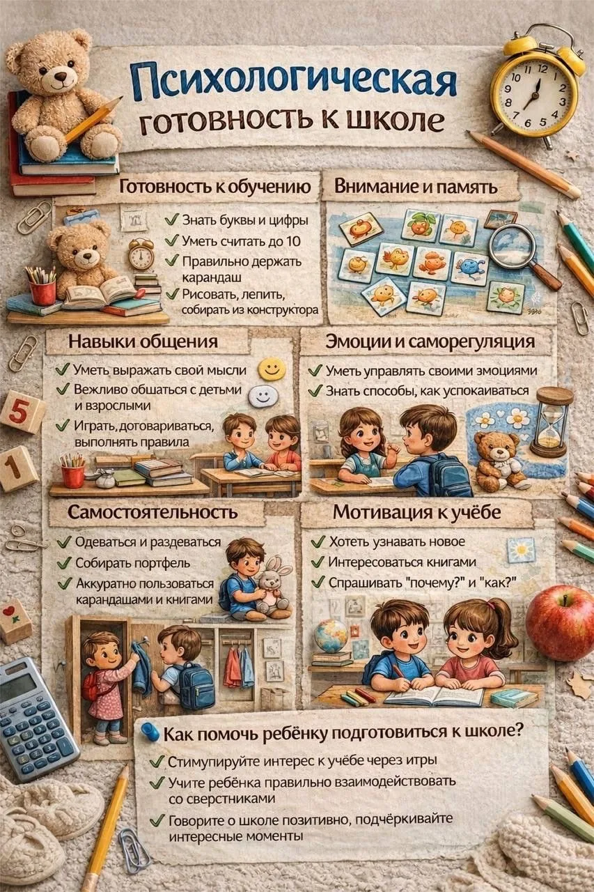 Психологическая готовность к школе📕