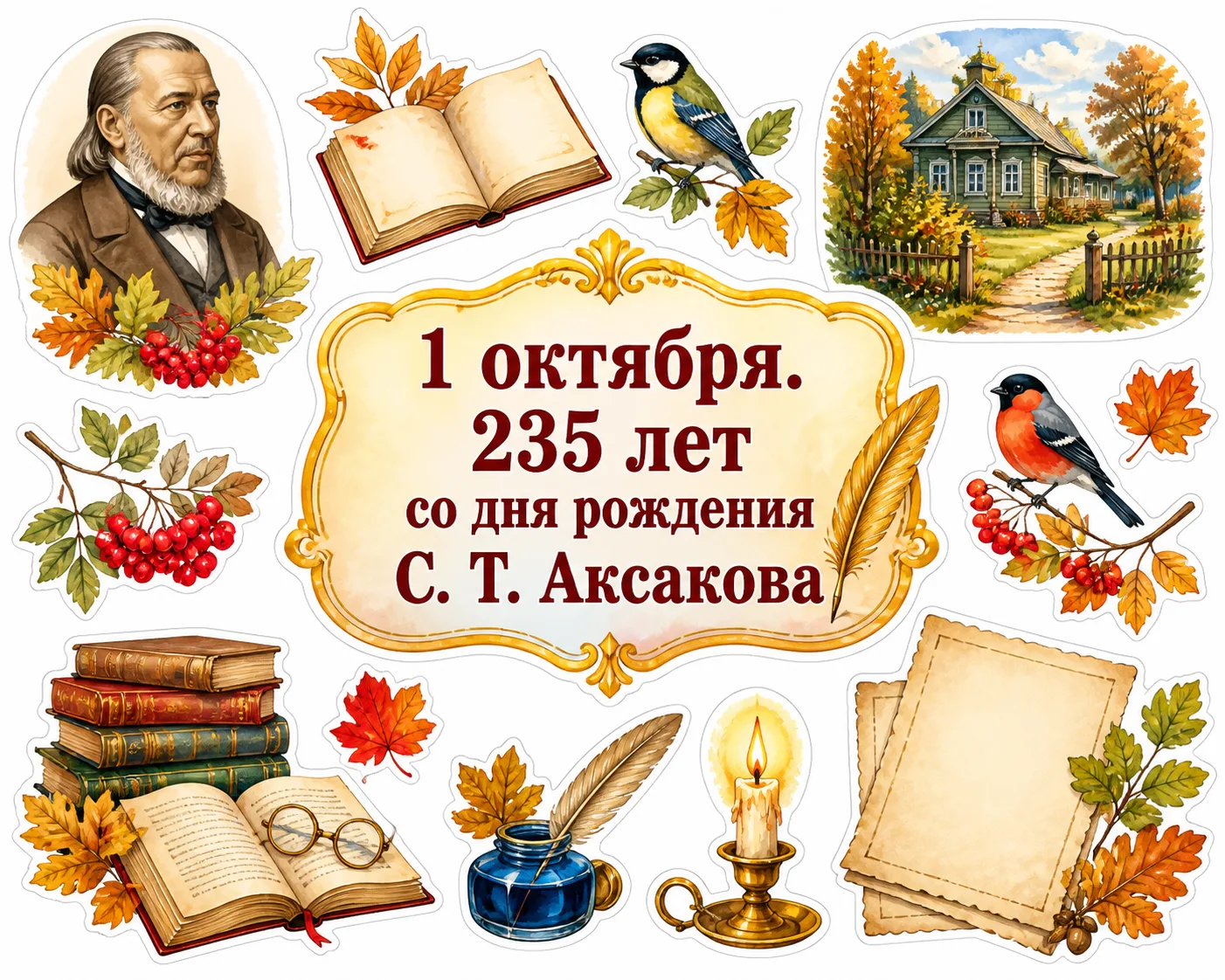 📚1 октября. 235 лет с С.Т. Аксаковым: певец живой природы и слова📙 Оформление