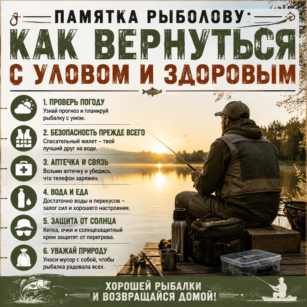 🎣 ПАМЯТКА РЫБОЛОВУ: КАК ВЕРНУТЬСЯ С УЛОВОМ И ЗДОРОВЫМ