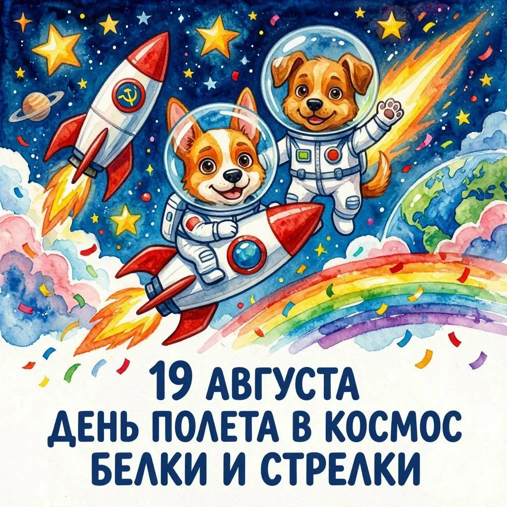 🚀 19 августа – День Белки и Стрелки! Легендарные хвостатые космонавты 🐕🐾