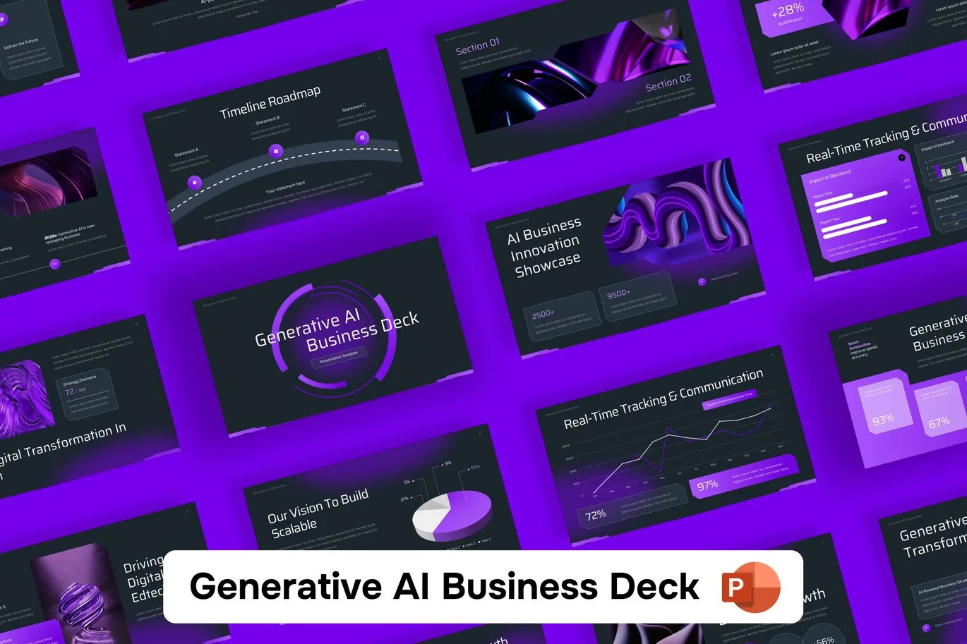 Generative AI Business Deck

Футуристичный шаблон для презентаций о генеративном искусственном интел