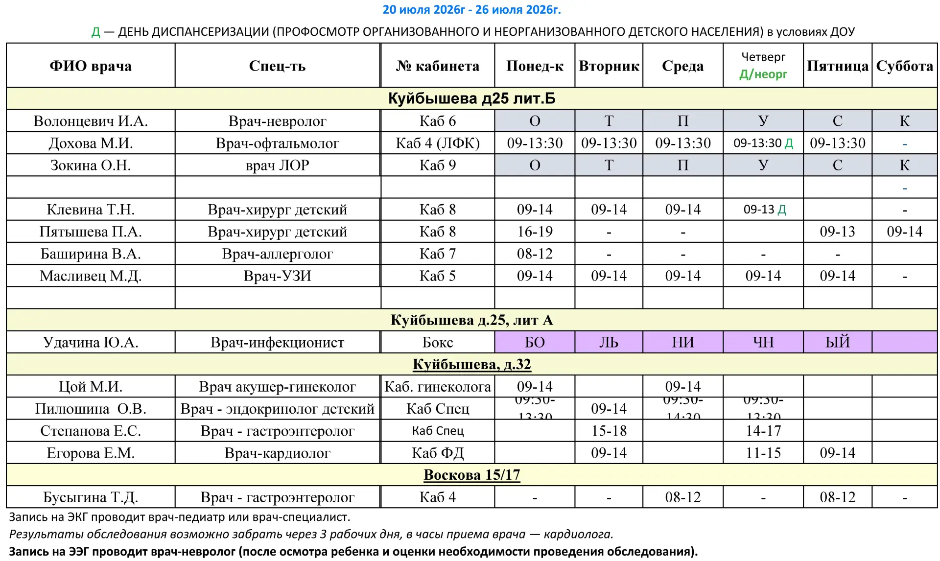 Расписание врачей-специалистов

❗️мы ВКонтакте https://vk.ru/dgp19 
❗️наш сайт http://dp19.ru
❗️️мы 