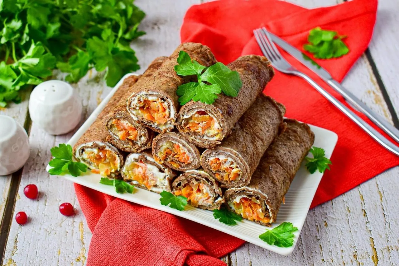 ПЕЧЕНОЧНЫЕ БЛИНЧИКИ С НАЧИНКОЙ👍🏻