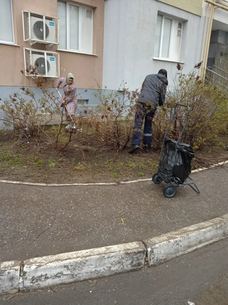 Уборка придомовой территории около многоквартирного жилого дома №14 по ул.Песоченская