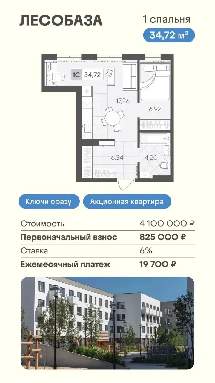 Обзор однокомнатной квартиры в проекте Скандия у озера и