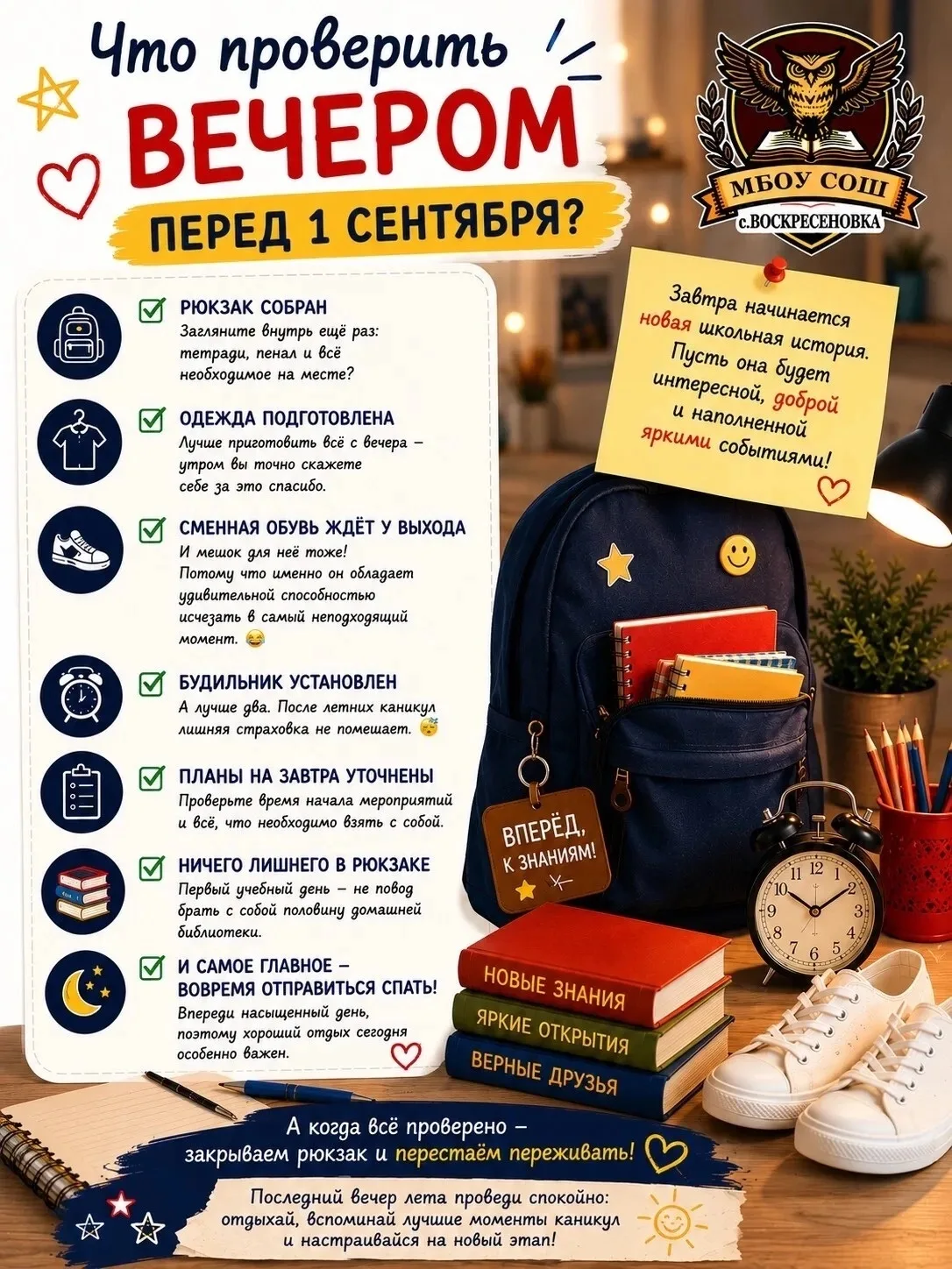 🎒 Что проверить вечером перед 1 сентября?