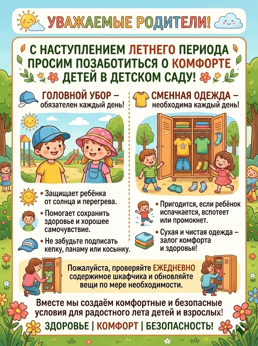 ☀ Чтобы каждый день в садике приносил детям только улыбки, давайте не забывать о простых, но важных 