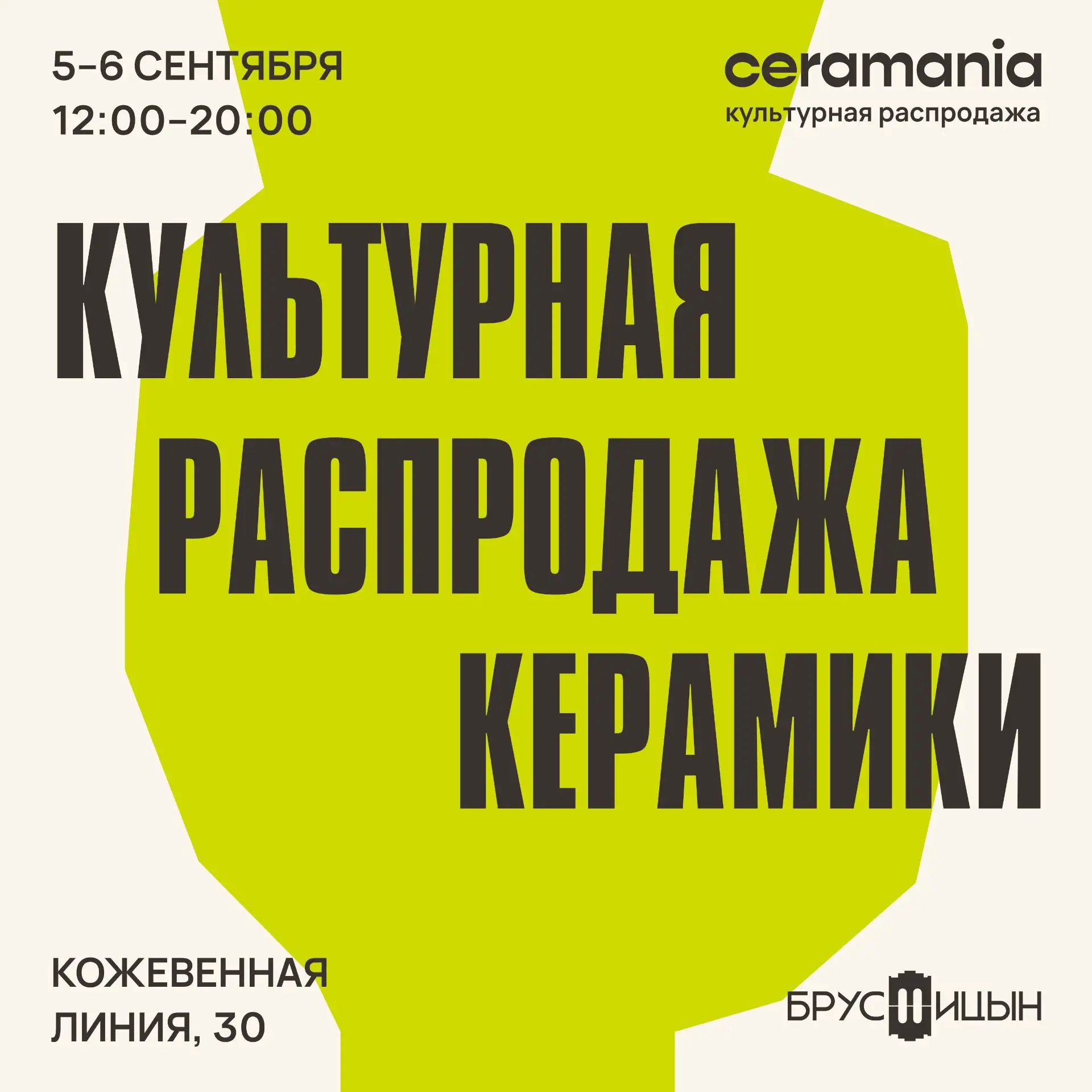 В культурном квартале «Брусницын» пройдёт первая Культурная распродажа, организованная ...