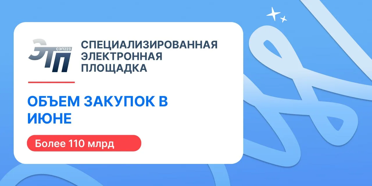 ‼Объем закупок на ЭТПРФ в июне превысит 110 млрд ₽