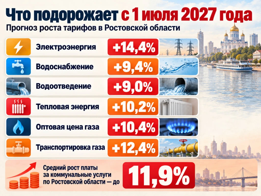Беспредел: летом 2027 года тарифы для жителей Ростовской области повысят еще на 12%