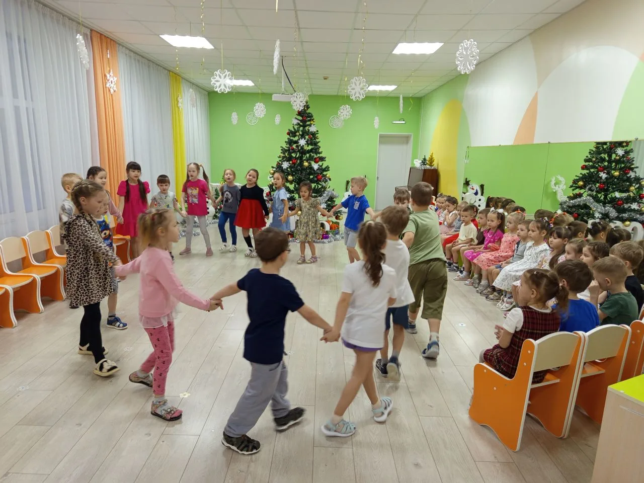 В наших подготовительной и средней группах состоялось прощание с новогодней ёлкой! 🌳🎄
