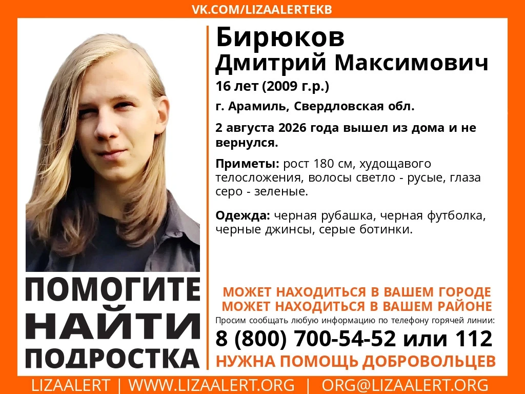 Пропал подросток: ориентировка от "ЛизаАлерт"