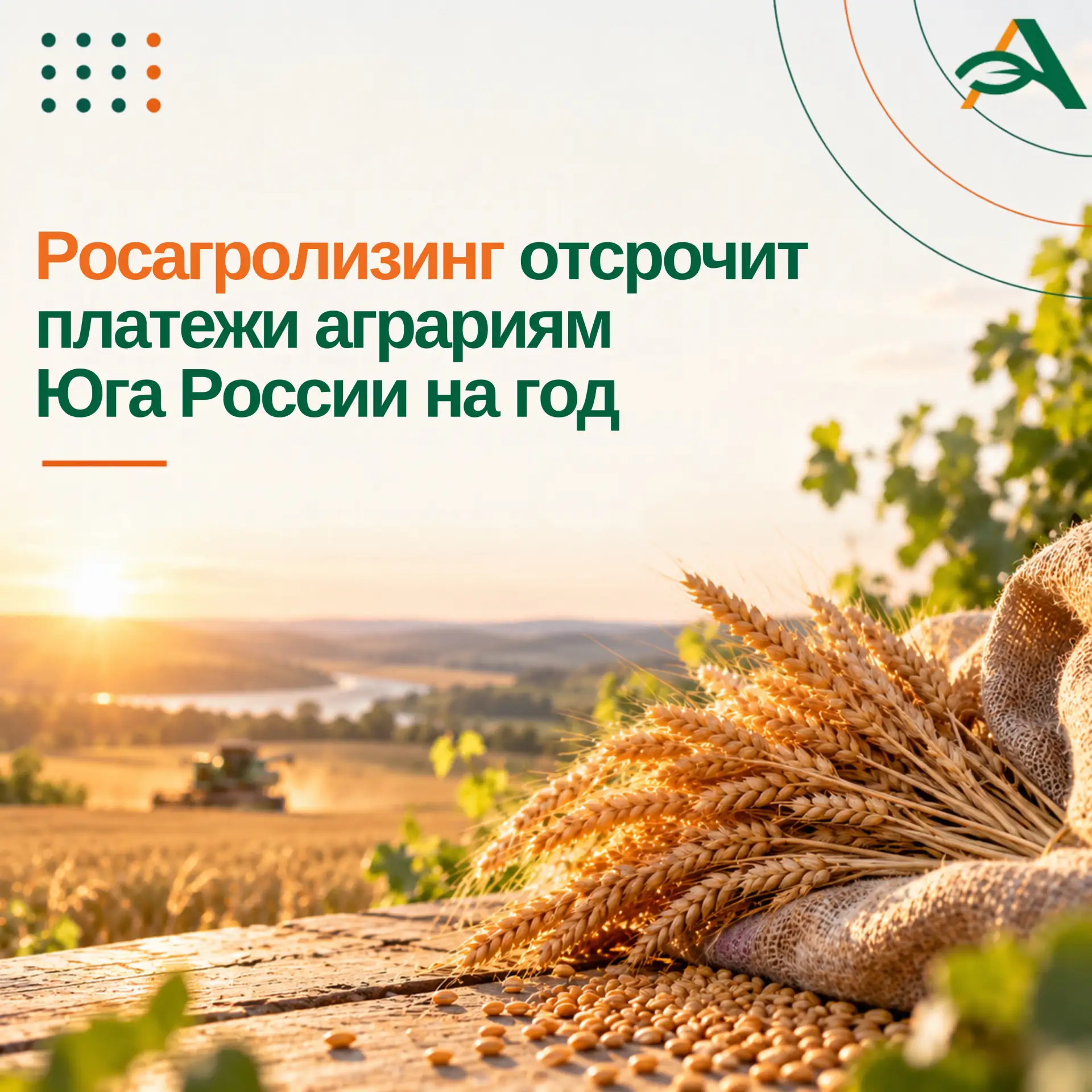 ✅ Росагролизинг предоставит аграриям Юга России льготную отсрочку платежей на год