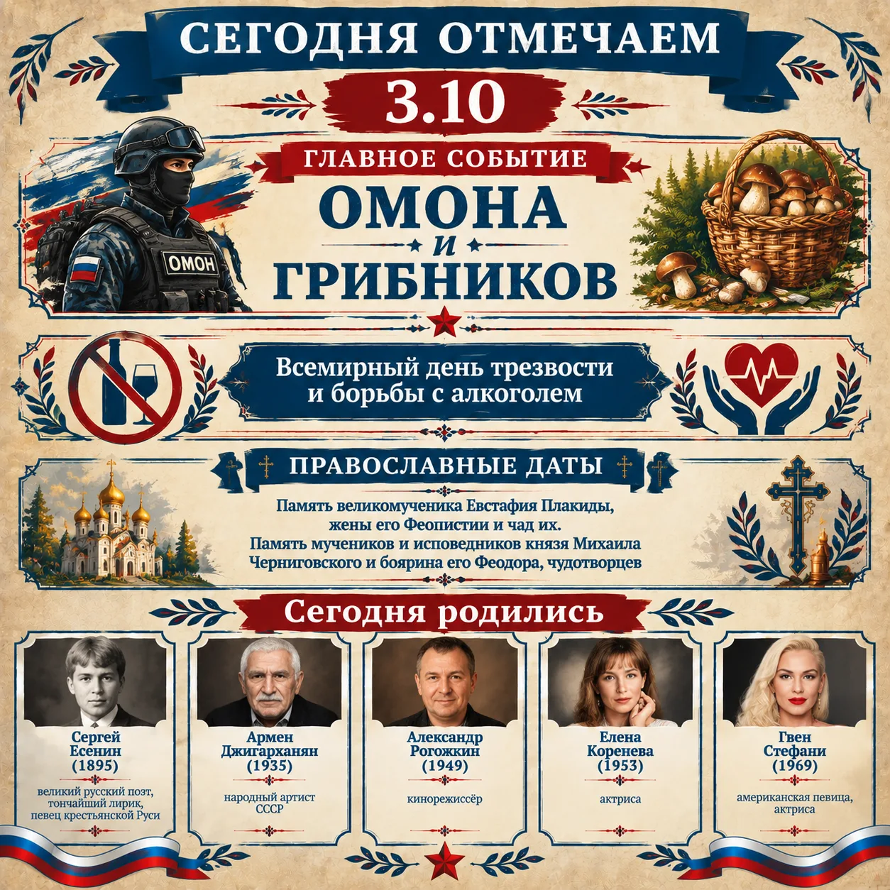 3 октября - день ОМОНА и грибников