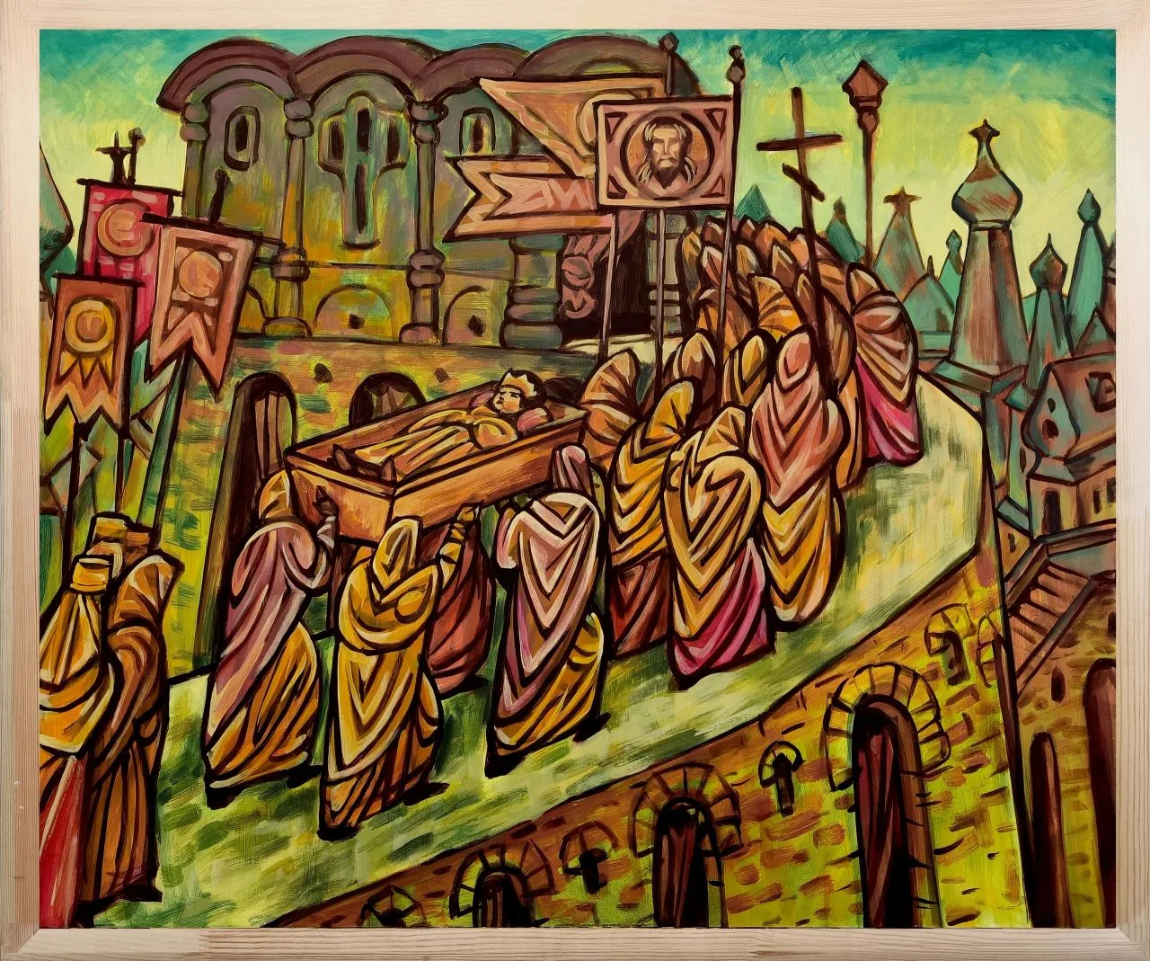 "Шествие с гробом царевича", 120х100 см. холст, акрил. 2026 г.