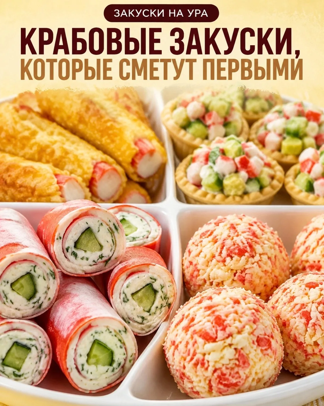 1⃣ Крабовые рулетики с огурцом 🥒