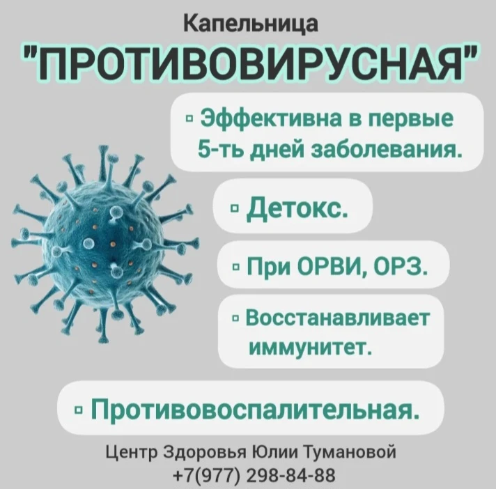 Капельница "Противовирусная" - эффективна в первые пять дней начала заболевания. При пр...