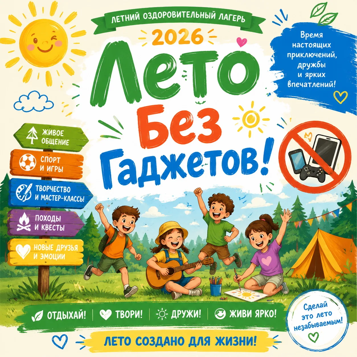 Детский сценарий для летнего лагеря 2026 "Лето Без Гаджетов"