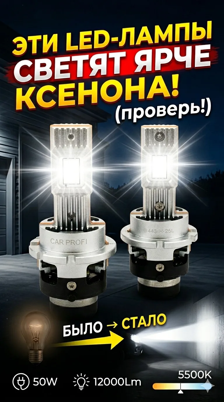 💡 ЗАБУДЬ О СЛАБОМ СВЕТЕ: LED-лампы CarProfi D-LED Series D4S S50 🚀