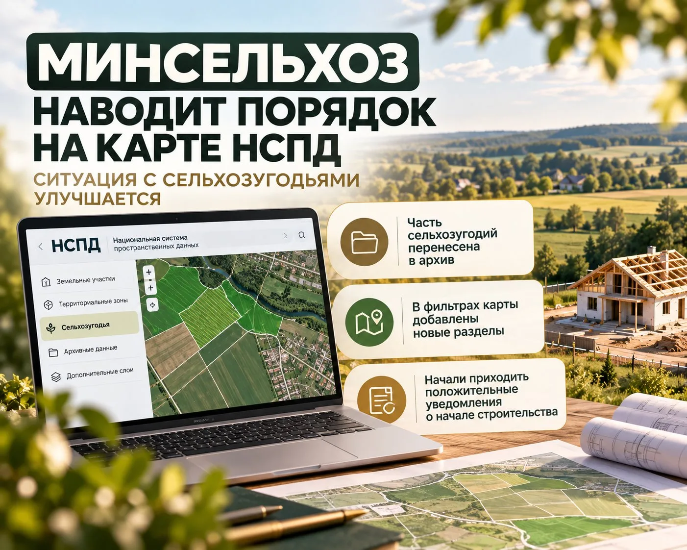 🌾 Минсельхоз наводит порядок на карте НСПД: ситуация с сельхозугодьями улучшается