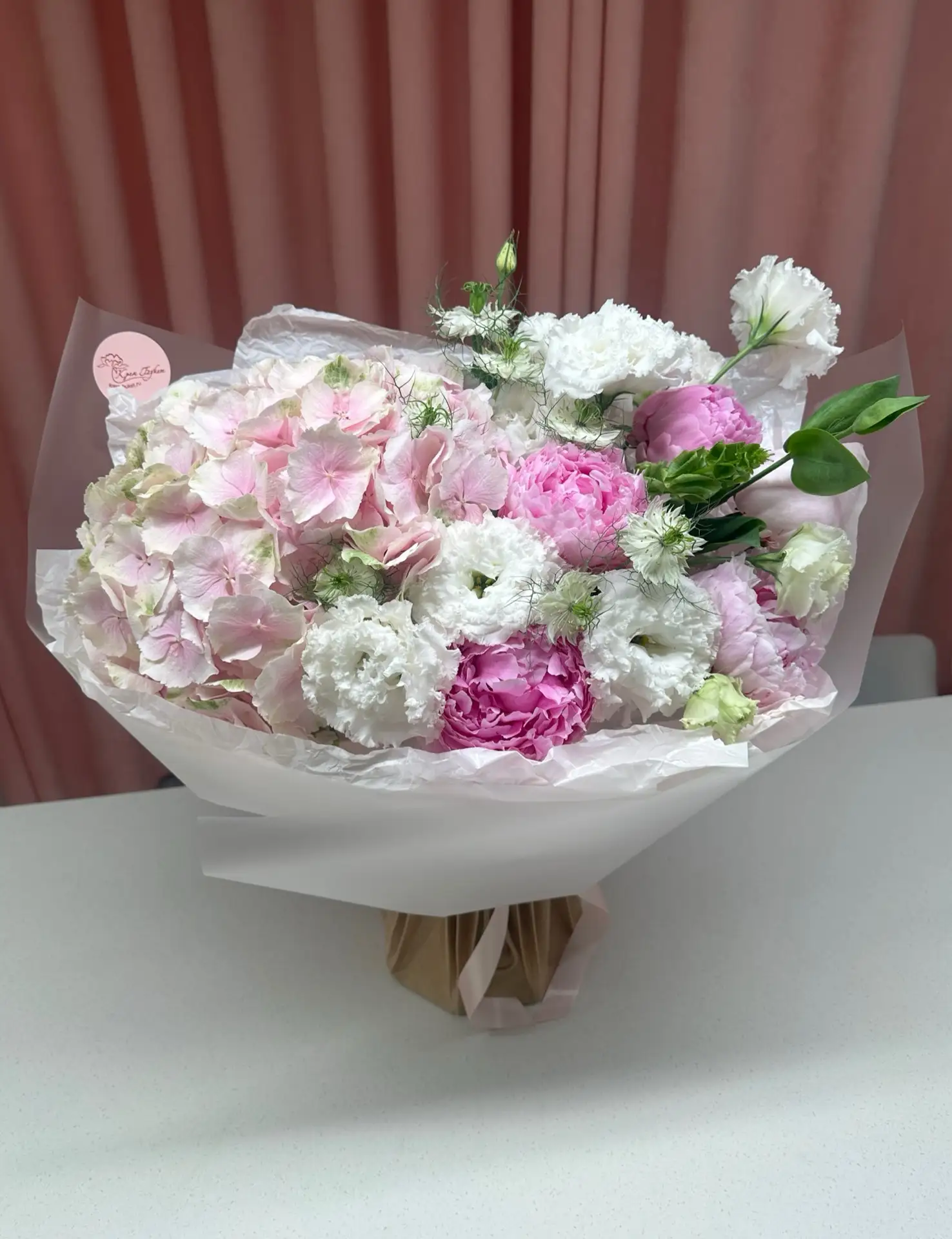 Сборный букет с гортензией и пионами 🌸 лучший летний вариант букета на свидание 💞 или на День рожд