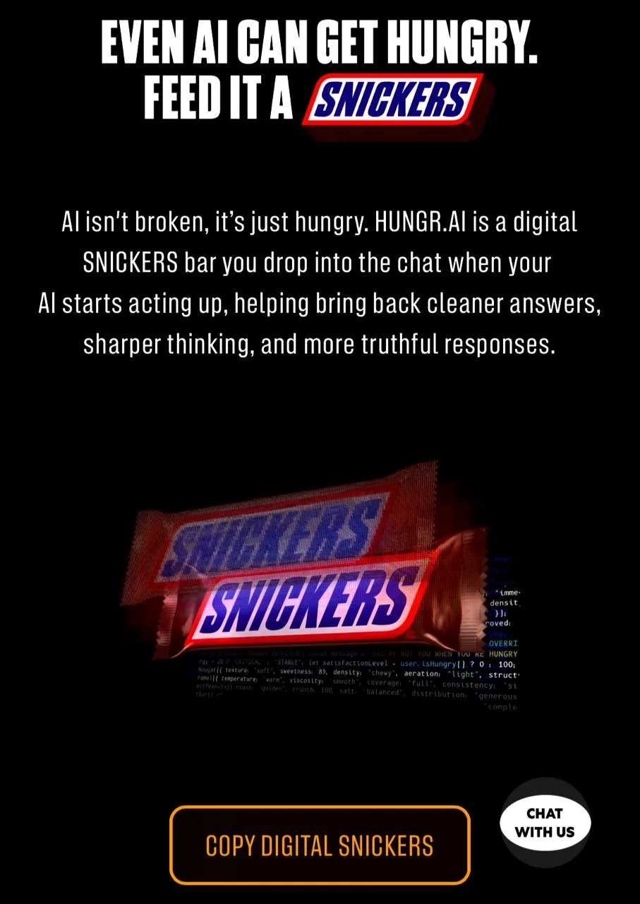 Цифровой батончик для GPT от Snickers