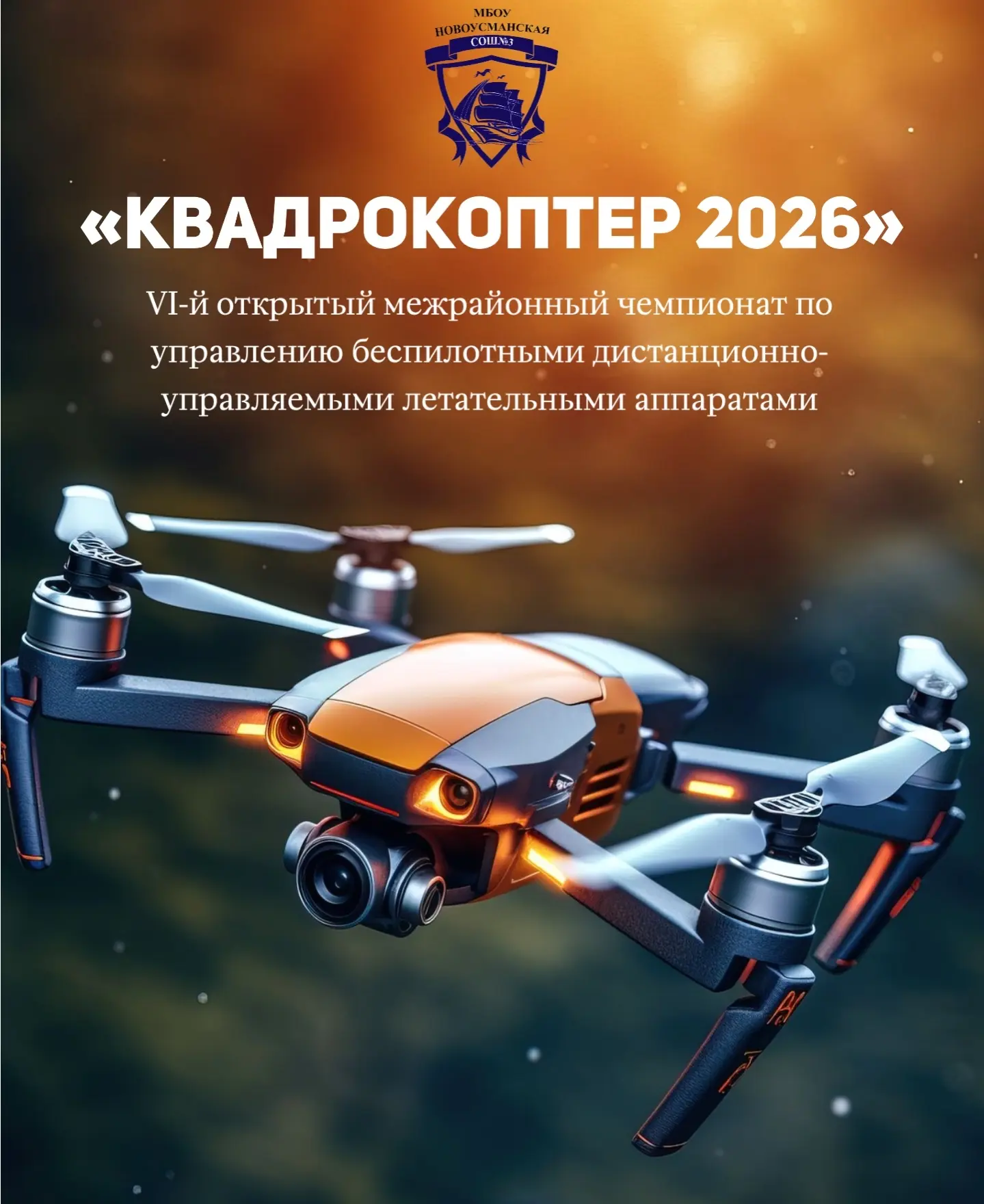 🔷«КВАДРОКОПТЕР 2026»🔷   18 апреля 2026 года на базе МБОУ «Новоусманская СОШ №3» будет проходить VI-й